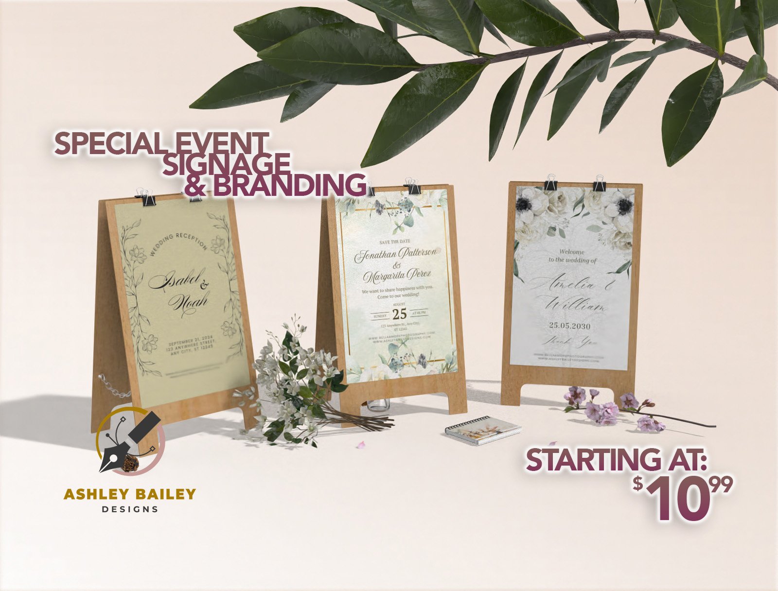 Event Wayfinding Signage for Weddings, Golf Course Events, Parties