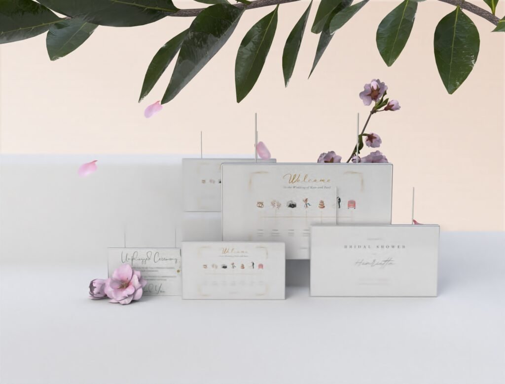 Beautiful 5 View of a Poster on a Premium Vertical Display Hanger - Premium Event Posters & Custom Signage – From Intimate Gatherings to Grand Celebrations Designed by Bella Amore.store