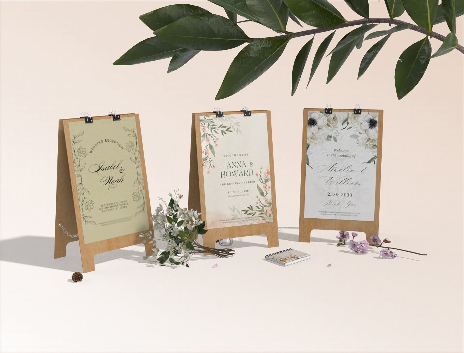 Beautiful 3 View of a Poster on a Sandwich Board - Premium Event Posters & Custom Signage – From Intimate Gatherings to Grand Celebrations Designed by Bella Amore.store