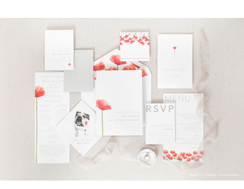 Picture of an invitation suite including menu, save the date, invitations, envelopes: Inspiration for Wedding Invitations, event invitations, elegant stationary for invitations, name cards, place cards, menus, seating charts, foil lined envelopes, custom envelopes, embossed