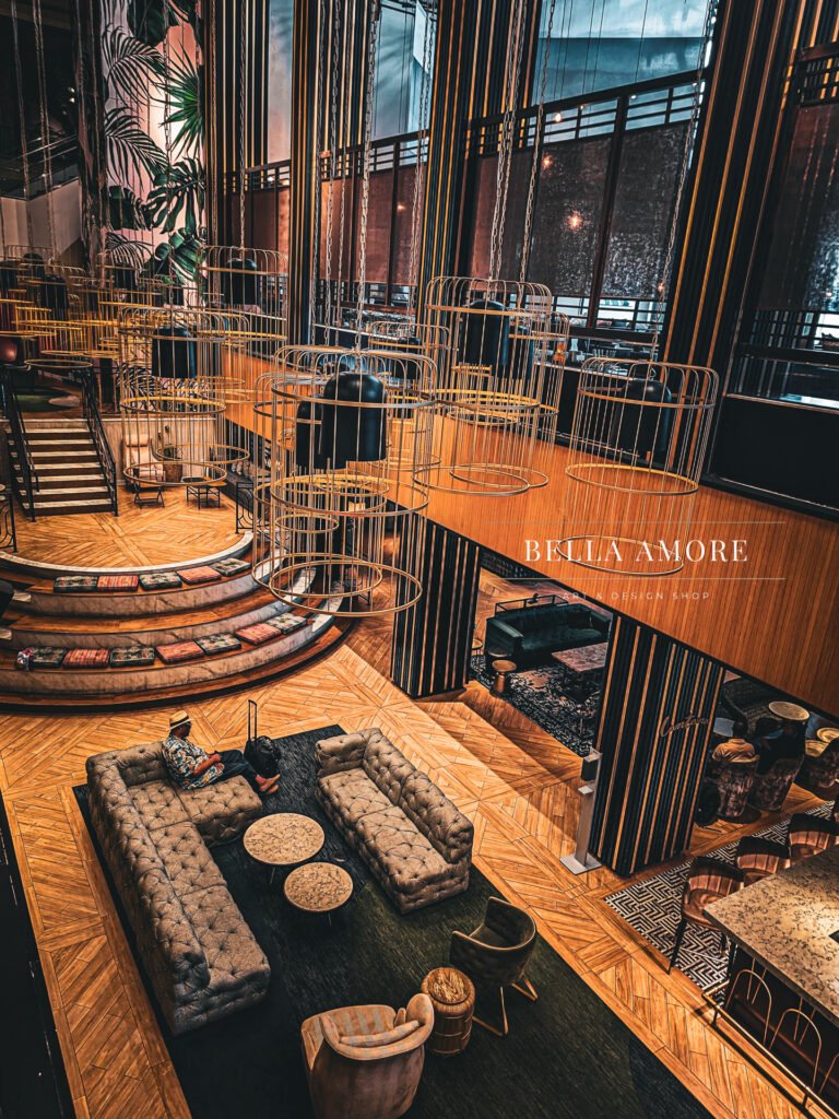 The Starling Hotel lounge in Downtown, Atlanta, Georgia, 2nd floor lobby, real estate commercial photography