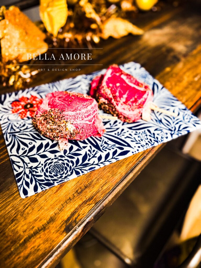 Professional Food photography - picture of a plated steak, filet mignon with sautéed green beans